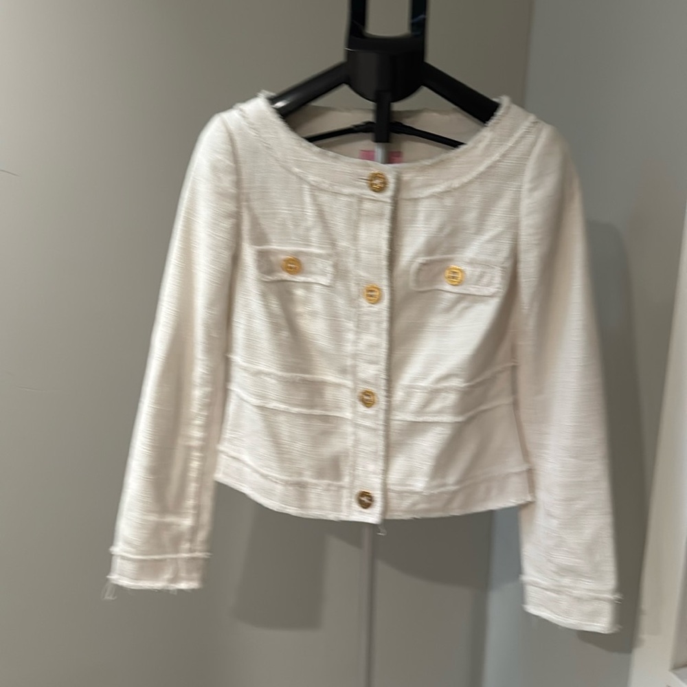 **Lilly Pulitzer White / Cream Textured Button Blazer / Jacket**